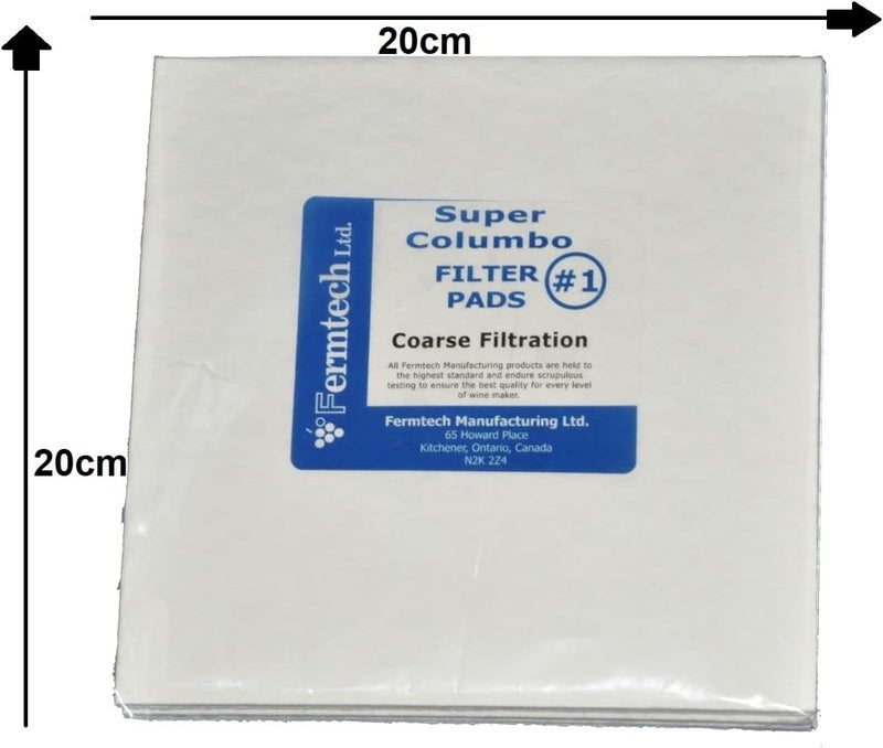 Fermtech #1 Filter Pads 20 cm x 20cm for 20x20 plate filters. Pads rated at 8 micron. Works with Super Colombo Wine Filters, Plate and Frame Liquid filters. Pack of 4 (#1 Coarse) - Image 2